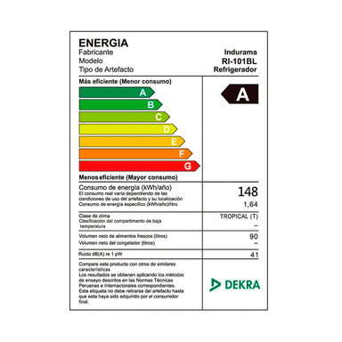 FRIGOBAR INDURAMA RI-101BL 90 LITROS BLANCO - 5