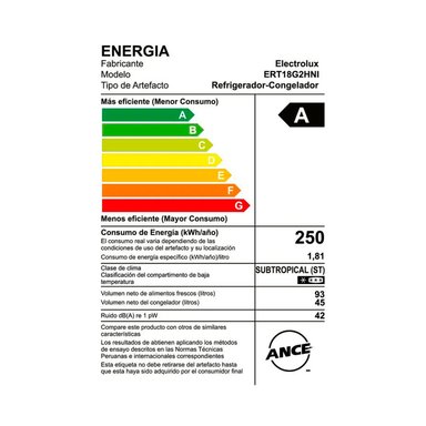 REFRIGERADORA ELECTROLUX TOP MOUNT FROST 138 LTS ERT18G2HNI - 5