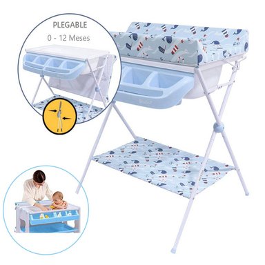 BAÑERA CAMBIADOR EBABY 830-1 AZUL MAXI