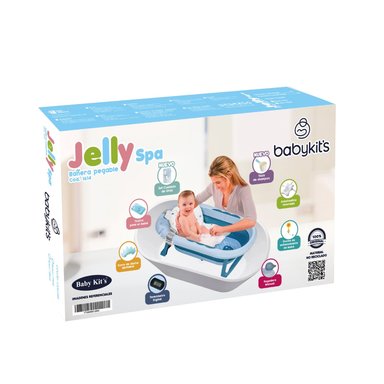 BAÑERA PLEGABLE BABY KITS CON TERMÓMETRO JELLY AZUL + ACCESORIOS - 5