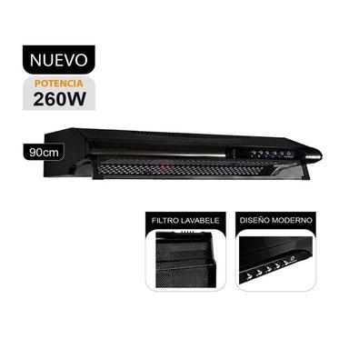 CAMPANA INDURAMA 90 CM EXTRACTORA 3 VELOCIDADES NEGRO CEI-902NE