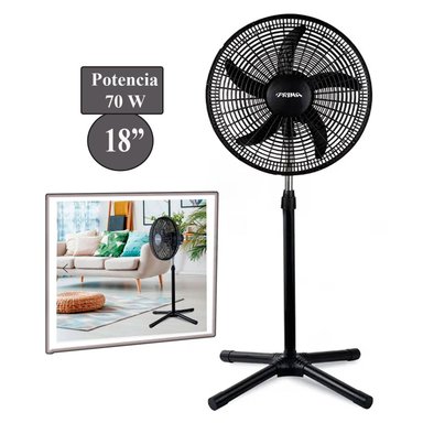 VENTILADOR DE PIE PRIMA YL-1805-P 70 WATTS PEDESTAL 18" 3 VELOCIDADES - 1