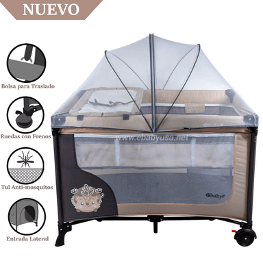 CUNA CORRAL HAPPY DREAM EBABY EB727-2 BEIGE