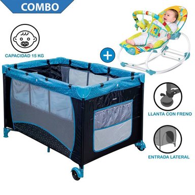 CUNA CORRAL PACK AND PLAY STELLA AZUL +SILLA NIDO