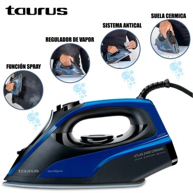 PLANCHA A VAPOR TAURUS BASE CERÁMICA ATLAS 2400 AZUL
