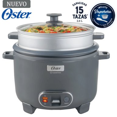 OLLA ARROCERA OSTER 15 TAZAS 3 EN 1 FUNCIÓN DE SOFRITO VAPORERA GRIS CKSTRC15DFSKE