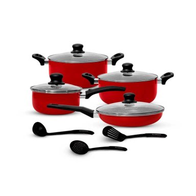 JUEGO DE OLLAS ANTIADHERENTE FINEZZA 11PZAS FZ X1705R ROJO