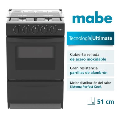 COCINA MABE DE PISO A GAS 51CM NEGRO EMP2000AN0 - 1