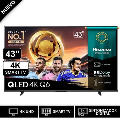 TELEVISOR HISENSE SMART TV 43 QLED 4K UHD 43Q6QV + SOUNDBAR MIRAY SBM-S30Y BLUETOOTH 60 WATTS - 2
