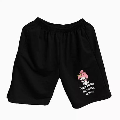 SHORT FRANELA MUJER PEACE AND LOVE NEGRO ESTAMPADO 'YUKI' - 1