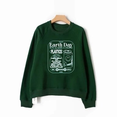 POLERA FRANELA MUJER PEACE AND LOVE VERDE PETRÓLEO OVERSIZE CREWNECK ESTAMPADO 'GREENY'