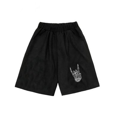 SHORT OVERSIZE MUJER PEACE AND LOVE NEGRO ESTAMPADO 'ROCK' - 1