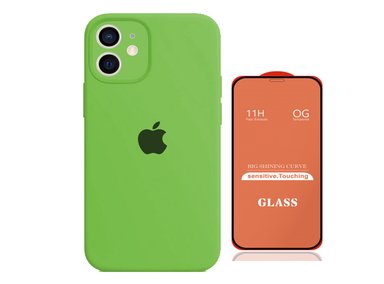 CASE IPHONE 11 SILICONA P/CÁMARA NEÓN + MICA VIDRIO COMPLETO - 1