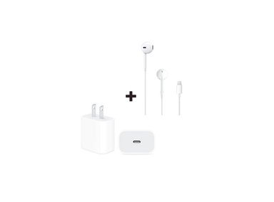 AUDÍFONOS APPLE IN-EAR LIGTHNING Y CARGADOR 20W ORIGINAL - 1