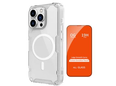 CASE IPHONE 13 PRO NILLKIN NATURE PRO MAGNÉTICO MAGSAFE CLEAR + MICA VIDRIO - 1