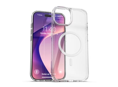 FUNDA CLEAR CASE CON MAGSAFE PARA IPHONE 15 PRO TRANSPARENTE + MICA DE VIDRIO 11D COMPLETO - 3