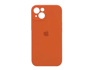 CASE IPHONE 14 SILICONA CON P/CÁMARA NARANJA + MICA DE VIDRIO COMPLETO - 2