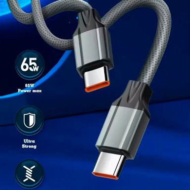 CABLE LDNIO IP-442C TIPO C A C NYLÓN 65W 2M PARA IPHONE SERIE 15,16 GRIS - 3