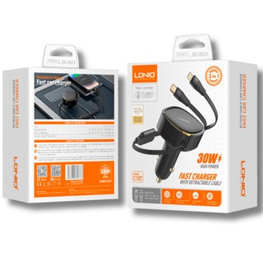 CARGADOR PARA AUTO LDNIO 30W CON CABLE TIPO C O LIGHTNING C107 - 6