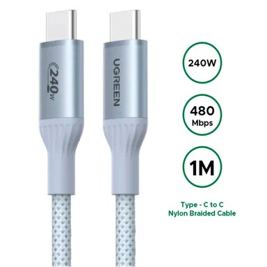 CABLE 240W 1M UGREEN L534 TYPE-C A TYPE-C PD FAST CHARGING BLANCO - 1