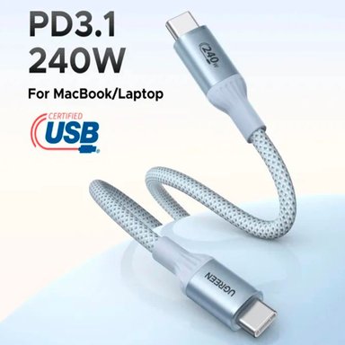 CABLE 240W 1M UGREEN L534 TYPE-C A TYPE-C PD FAST CHARGING BLANCO - 3