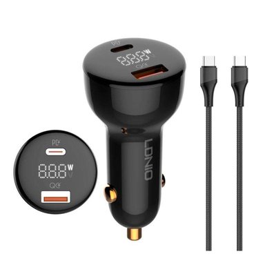 CARGADOR DE AUTO LDNIO C101 DE 100W PANTALLA LED, CABLE C A C - 1