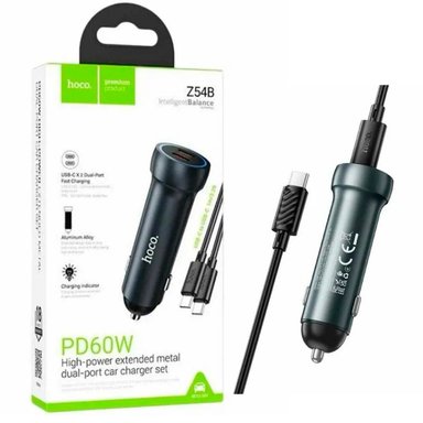 CARGADOR DE AUTO HOCO Z54B TIPO-C A LIGHTNING 2USB-C DE 60W PD - 3