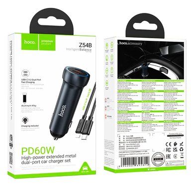 CARGADOR DE AUTO HOCO Z54B TIPO-C A LIGHTNING 2USB-C DE 60W PD - 4