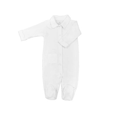 ENTERIZO CUELLO Y BOLSILLO  ALGODÓN PIMA  UNISEX BEBE  BLANCO