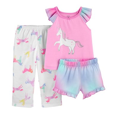 SET PIJAMA NIÑA CARTER'S MULTICOLOR 3 PIEZAS UNICORNIO