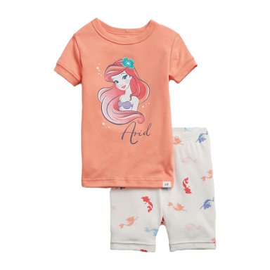 PIJAMA NIÑA DISNEY CORAL AGUA ARIEL MANGA CORTA Y SHORT