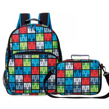 MOCHILA DISNEY MICKEY MOUSE MULTICOLOR SET Y LONCHERA CUADRADOS