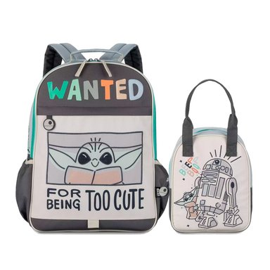SET MOCHILA Y LONCHERA DISNEY BABY YODA MULTICOLOR GROGU R2D2 STAR WARS THE MANDALORIAN