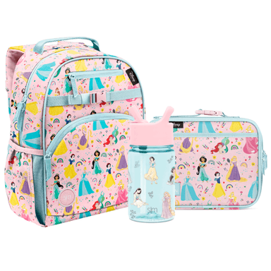 SET MOCHILA SIMPLE MODERN PRINCESAS ROSADO LONCHERA Y TOMATODO