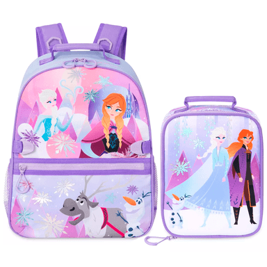 SET DISNEY ANNA Y ELSA FROZEN 2 LILA CLARO MOCHILA Y LONCHERA