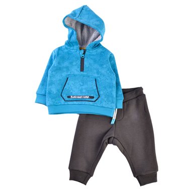 BUZO FRANELA C/CIERRE Y CAPUCHA  BEBE NIÑO CELESTE