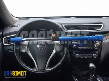 SEGURO GENERAL BLOQUEO TRABA TIMÓN VOLANTE ANTIRROBO AUTOS Y VEHÍCULOS AZUL