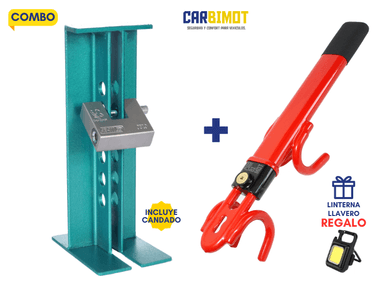 SEGURO BLOQUEO TRABA PEDAL TIMÓN VOLANTE ANTIRROBO (COMBO)