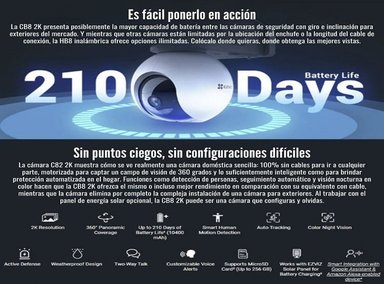 CÁMARA DE SEGURIDAD EZVIZ CB8 IP 2K 3MP BATERIA RECARGABLE 210 DIAS BLANCO - 4