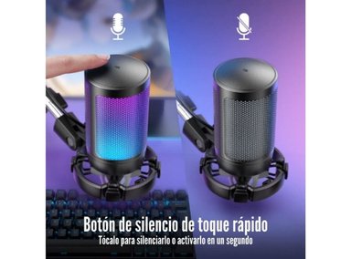 MICRÓFONO FIFINE AMPLIGAME A6T RGB INCLUYE BRAZO BLUE AZUL - 2