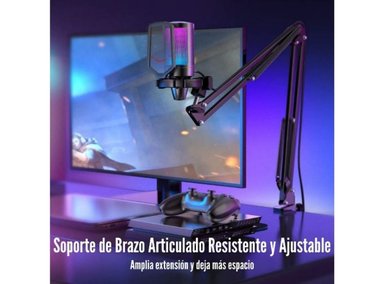 MICRÓFONO FIFINE AMPLIGAME A6T RGB INCLUYE BRAZO BLUE AZUL - 3