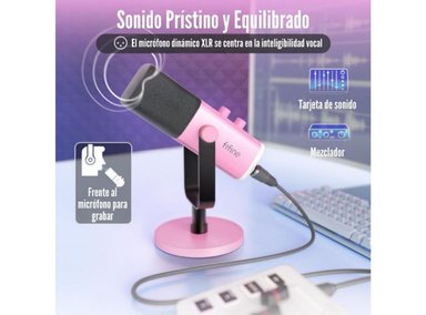 FIFINE - MICRÓFONO AMPLIGAME AM8 RGB USB/XLR DYNAMIC - ROSADO - 2