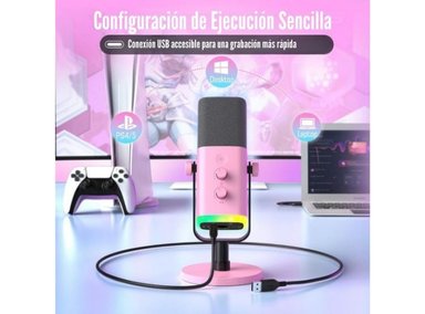FIFINE - MICRÓFONO AMPLIGAME AM8 RGB USB/XLR DYNAMIC - ROSADO - 5