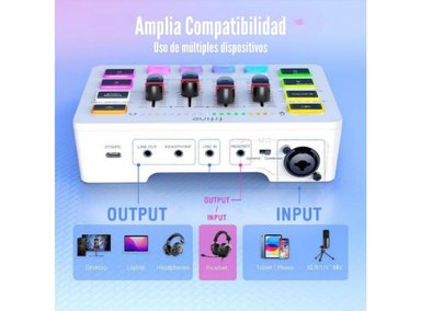ACCESORIO CÓMPUTO FIFINE AMPLIGAME SC3 MIXER RGB STREAMING XLR WHITE - 5