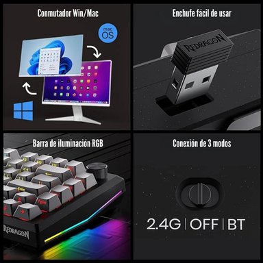 REDRAGON - TECLADO PENUMBRA PRO K687GG WIRELESS HI-FI - 6