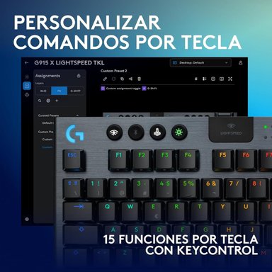 LOGITECH G - TECLADO G915 X TKL WIRELESS RGB SWITCH TACTILE - NEGRO - 4