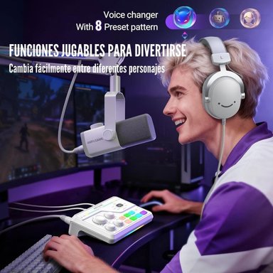 FIFINE - MIXER AMPLIGAME SC8 RGB STREAMING XLR SONIDO 7.1 - WHITE - 5