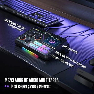 FIFINE - MIXER AMPLIGAME SC8 RGB STREAMING XLR SONIDO 7.1 - BLACK - 3