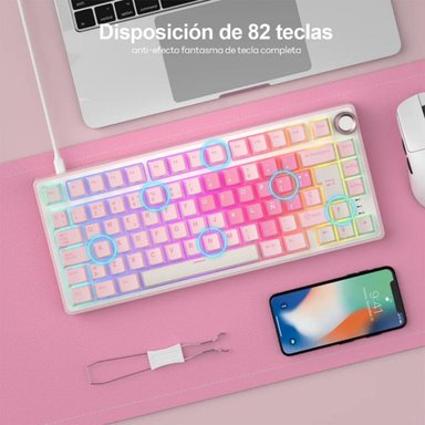 ROYAL KLUDGE - TECLADO R75 WIRED 75% PINK MELODY SWITCH CREAMY - 4