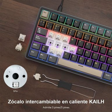 ROYAL KLUDGE - TECLADO R87PRO WIRED TKL PHANTOM SWITCH CREAMY - 3